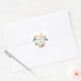 Jungle Toekan 1e Verjaardag Boho Baby Shower Aange Vierkante Sticker