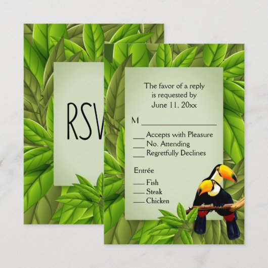 Jungle Toekans RSVP met entree selectie Kaart (Voorkant / Achterkant)