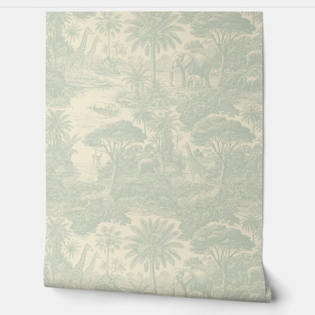 Jungle Toile Patroon Tropisch Scenisch Ontwerp Behang (Afrollen)