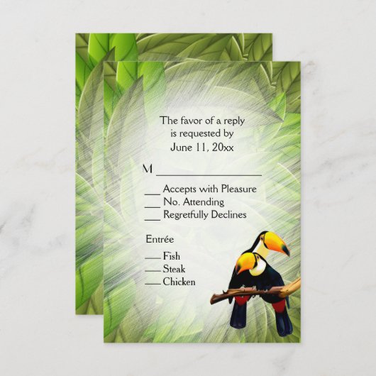 Jungle Toucans RSVP met entree selectie Kaart (Voorkant / Achterkant)