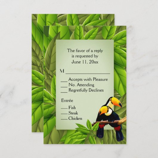 Jungle Toucans RSVP met entree selectie Kaart (Voorkant / Achterkant)