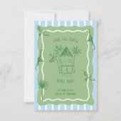 Jungle Tropical Retro Destination Wedding Coastal  Save The Date (Voorkant)