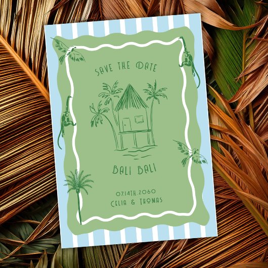 Jungle Tropical Retro Destination Wedding Coastal  Save The Date