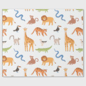 Jungle Tropische Safari Wilde Dieren Patroon Cadeaupapier (Vlak)