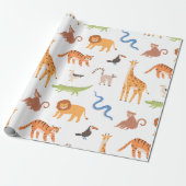 Jungle Tropische Safari Wilde Dieren Patroon Cadeaupapier (Uitgerold)