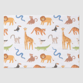 Jungle Tropische Safari Wilde Dieren Patroon Tissuepapier