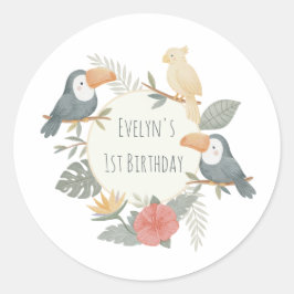 Jungle Tropische Toekan Verjaardag Persoonlijk Ronde Sticker