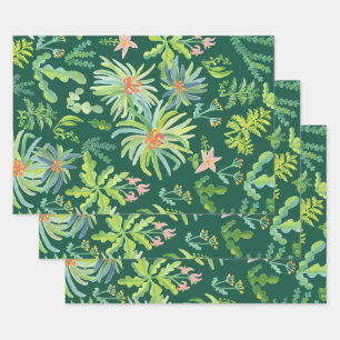 Jungle Tuin Aquarel Botanische Bloemmotieven Inpakpapier Vel