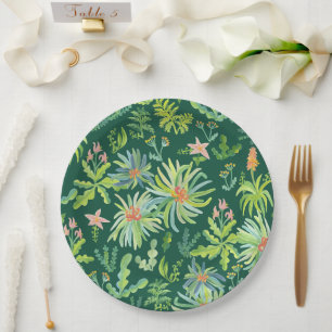 Jungle Tuin Aquarel Botanische Bloemstukken Papieren Bordje