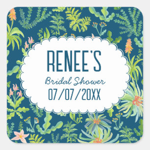 Jungle Tuin Aquarel Op Maat BRUILOFTSFEEST Vierkante Sticker