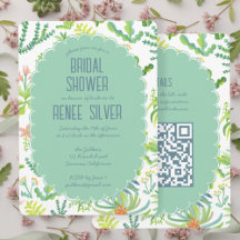 Jungle Tuin Waterverf Aangepaste QR BRUIDSSCHMAUS