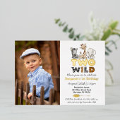 Jungle Twee Wilde Foto Echt Goud Folie Uitnodiging (Staand Voorkant)