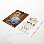 Jungle Twee Wilde Foto Echt Goud Folie Uitnodiging (Gedraaid)