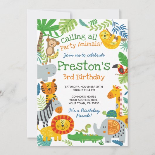 Jungle Verjaardag Kaart (Voorkant)
