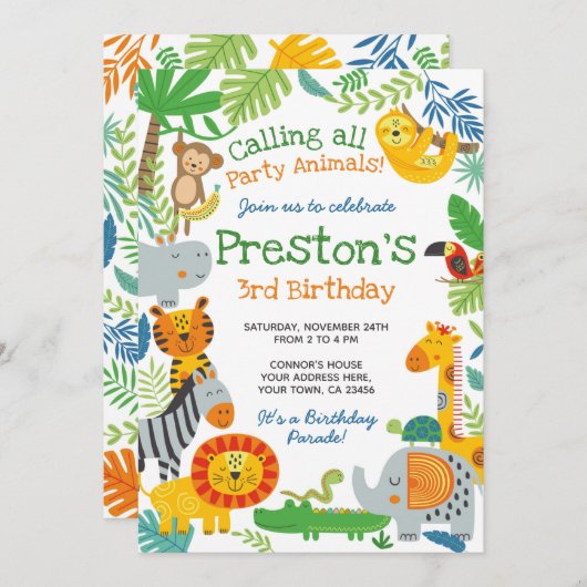Jungle Verjaardag Kaart (Voorkant / Achterkant)