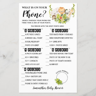 Jungle Wat staat er op jouw telefoon Baby Shower s Flyer