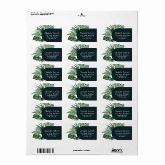 Jungle waterverf boho ontwerp etiket (Full Sheet)