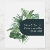 Jungle waterverf boho ontwerp label wijn etiket (Enkel label)