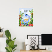 Jungle Waterverf Dinosaurus Baby Jongens Slaapkame Poster (Thuiskantoor)
