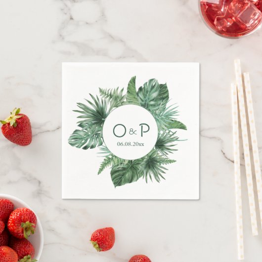 Jungle waterverf tropische groene bladeren  servet (Insitu)