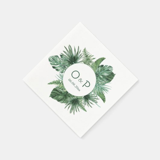 Jungle waterverf tropische groene bladeren  servet (Hoek)