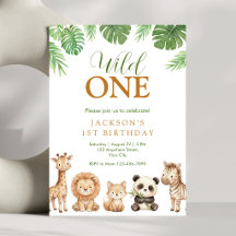 Jungle Wild One Verjaardagsuitnodiging