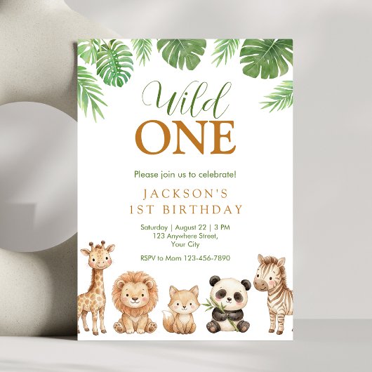 Jungle Wild One Verjaardagsuitnodiging Kaart