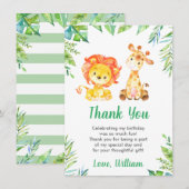 Jungle Wilde Safari Dieren Leeuw Kinderen Jongen V Bedankkaart (Voorkant / Achterkant)