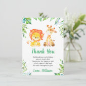 Jungle Wilde Safari Dieren Leeuw Kinderen Jongen V Bedankkaart (Staand voorkant)