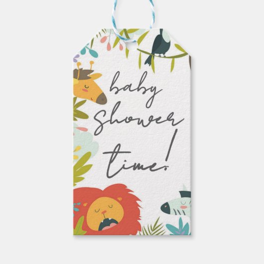 Jungle Wildlife Baby Borrel Cadeaulabel (Voorkant)
