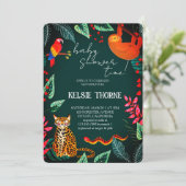 Jungle Wildlife Baby Borrel Kaart (Staand voorkant)