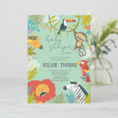 Jungle Wildlife Baby Shower Kaart (Staand voorkant)