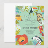 Jungle Wildlife Baby Shower Kaart (Voorkant / Achterkant)