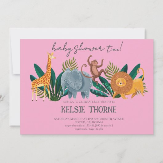 Jungle Wildlife Baby Shower Kaart (Voorkant)