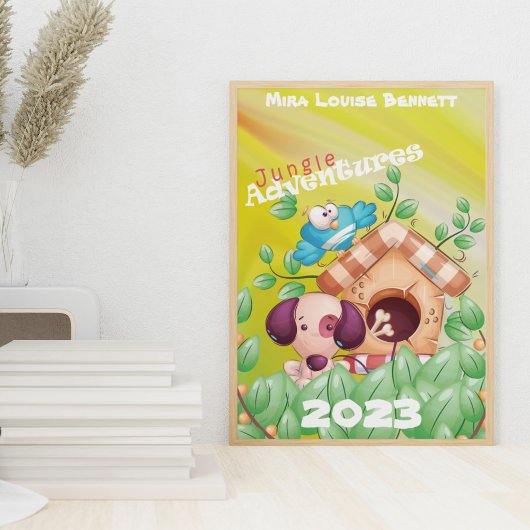 Jungleavonturen met naam kinderkamerposter poster