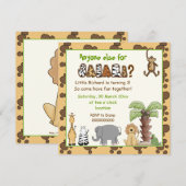 Junglebeige, bruin safari kinderen verjaardagsfees kaart (Voorkant / Achterkant)