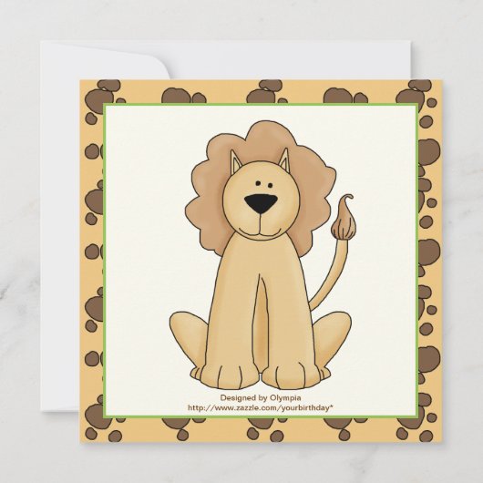 Junglebeige, bruin safari kinderen verjaardagsfees kaart (Achterkant)