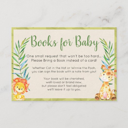 Jungleboeken voor Baby Kaart (Voorkant)