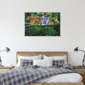 JUNGLETIJGER EN HAAR WELPEN CANVAS AFDRUK (Insitu (Slaapkamer))