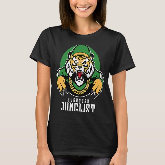 Junglist Drum and Bass EDM DNb Tiger T-shirt (Voorkant)