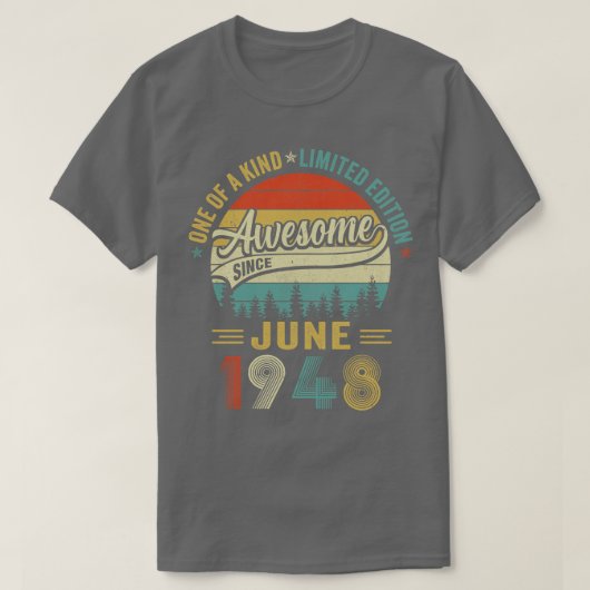 Juni 1948  75 jaar oude Retro 75e verjaardag T-shirt (Design voorkant)