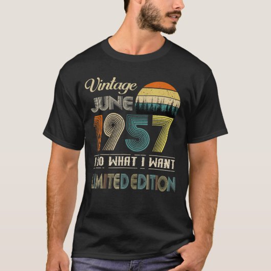 Juni 1957  65 jaar oude verjaardag t-shirt (Voorkant)