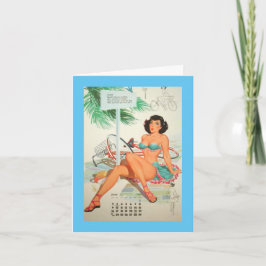 Juni 1957,  Vintage Pinup Verjaardag Kaart