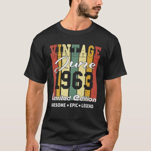 juni 1963 Limited Edition Birthday Gift T-shirt (Voorkant)