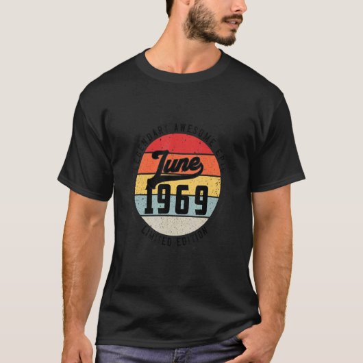 Juni 1969 53ste verjaardag 53 jaar van legendarisc t-shirt (Voorkant)