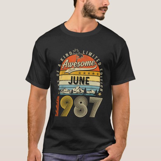 Juni 1987  36e verjaardag 36 jaar oud t-shirt (Voorkant)