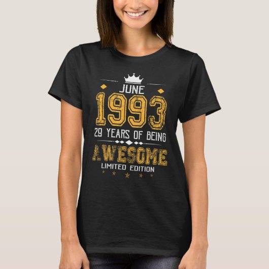 juni 1993 29 jaar Geweldige T-shirt (Voorkant)