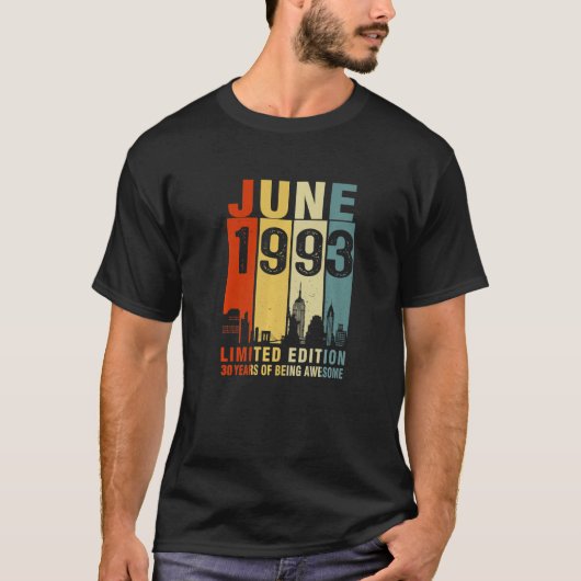 juni 1993 30 jaar Geweldige Vintage T-shirt (Voorkant)