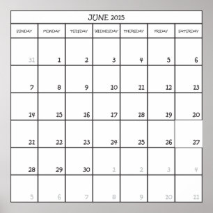 JUNI 2015 PLANNER KALENDER POSTER