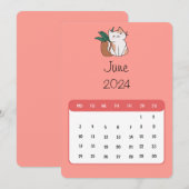 Juni 2024 Stand Alone Kat en Plant Kalender Menu (Voorkant / Achterkant)
